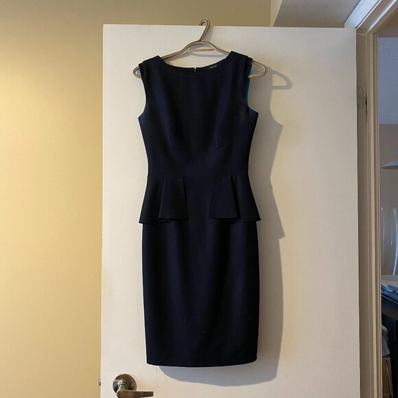 Peplum Cocktail Dress by Tahari, in Navy - Picture 1 of 2